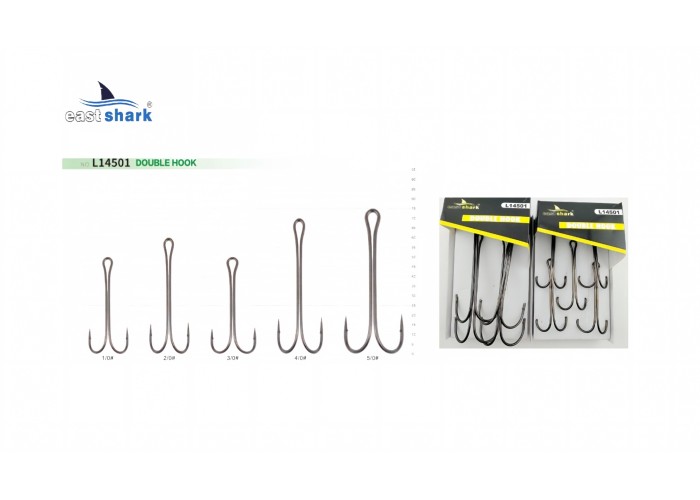 Крючок двойной EastShark Double Hook Long Shank №1/0 (уп.5 шт)