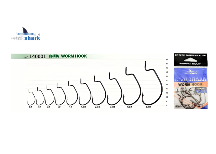 Крючок офсетный EastShark Worm Hook №1 (уп.9 шт)