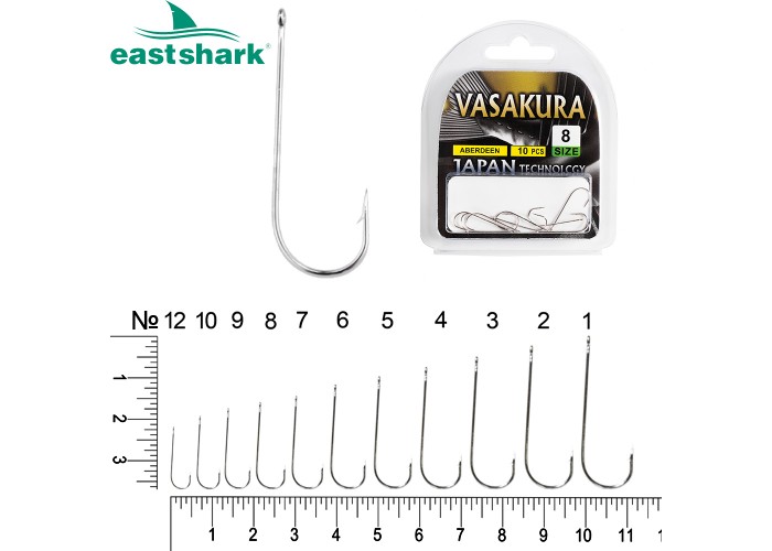 Крючки ABERDEEN Ni (белый) Vasakura № 7 (уп/10 шт)