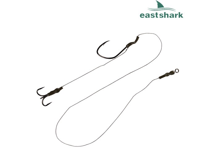 Оснастка на сома #06 2 крючка с тройником 6/0 80 см