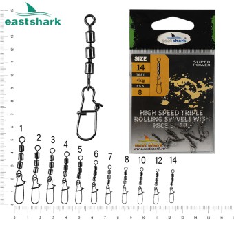 Вертлюг тройной бочонок + карабин №8