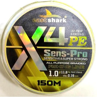 Шнур EastShark Sens-Pro X4 150м 0,30мм #4.0 желтый