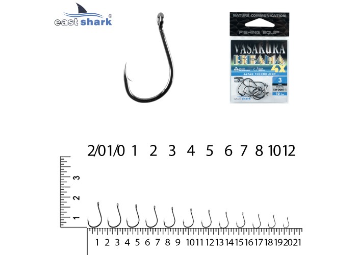 Крючки NEW EastShark Vasakura 4X-ISEAMA № 3 BL