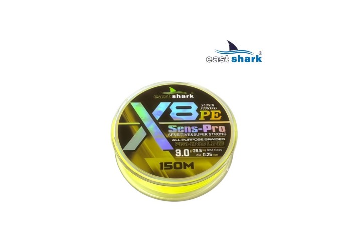 Шнур EastShark Sens-Pro X8 (150м) 0,12мм #0.6 желтый