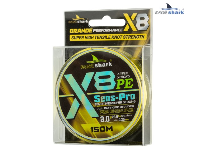 Шнур EastShark Sens-Pro X8 (150м) 0,12мм #0.6 желтый