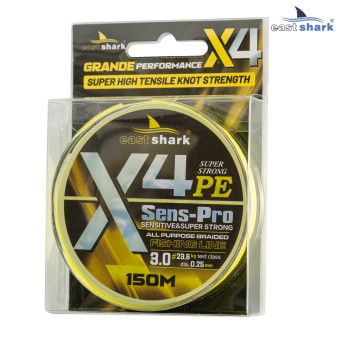 Шнур EastShark Sens-Pro X4 150м 0,30мм #4.0 желтый