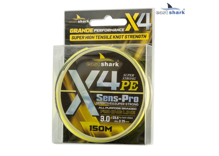 Шнур EastShark Sens-Pro X4 150м 0,16мм #1.0 желтый