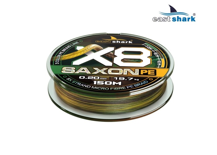 Шнур EastShark Saxon PE X8 150м 0,28 мм #3,5 3color