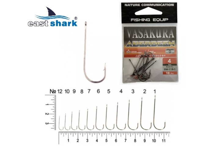 Крючки NEW EastShark Vasakura ABERDEEN № 6 BL (уп/10 шт)